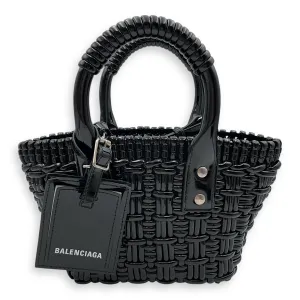 Bistro Basket XXS Black Crossbody Bag in Patent Leather, Silver hardware