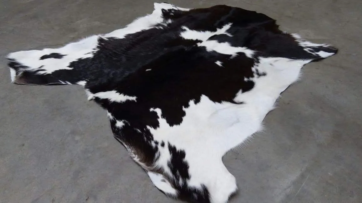 Black & White Calfskin Rug  Size 3ft x 3ft - Premium Quality Cowhide Rug