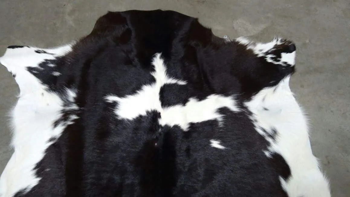 Black & White Calfskin Rug  Size 3ft x 3ft - Premium Quality Cowhide Rug
