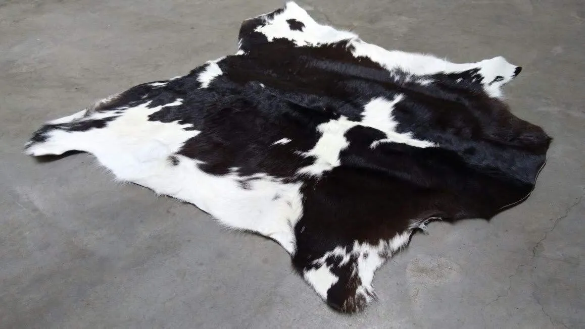 Black & White Calfskin Rug  Size 3ft x 3ft - Premium Quality Cowhide Rug