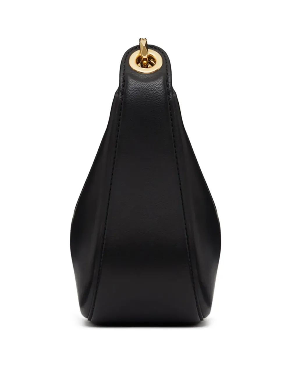 Black Leather Mini Hobo Vlogo Shoulder Bag