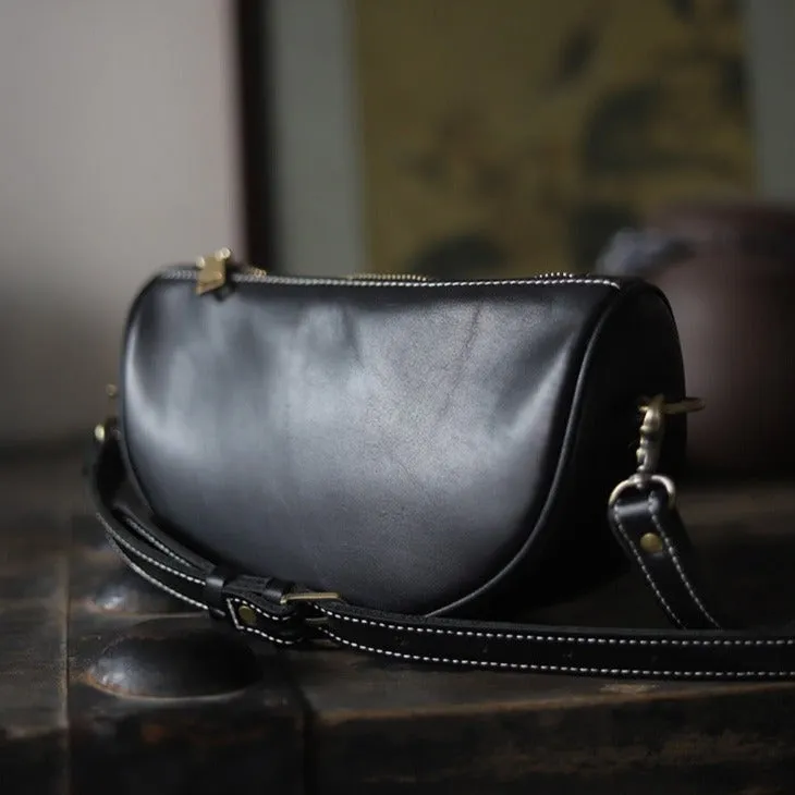 Black LEATHER Saddle Side Bags WOMEN Contrast SHOULDER BAGs Small Crossbody Purse FOR WOMEN