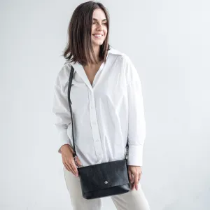 Black pebbled leather crossbody bag