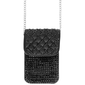 Black Quilted Rhinestone Cellphone Bag