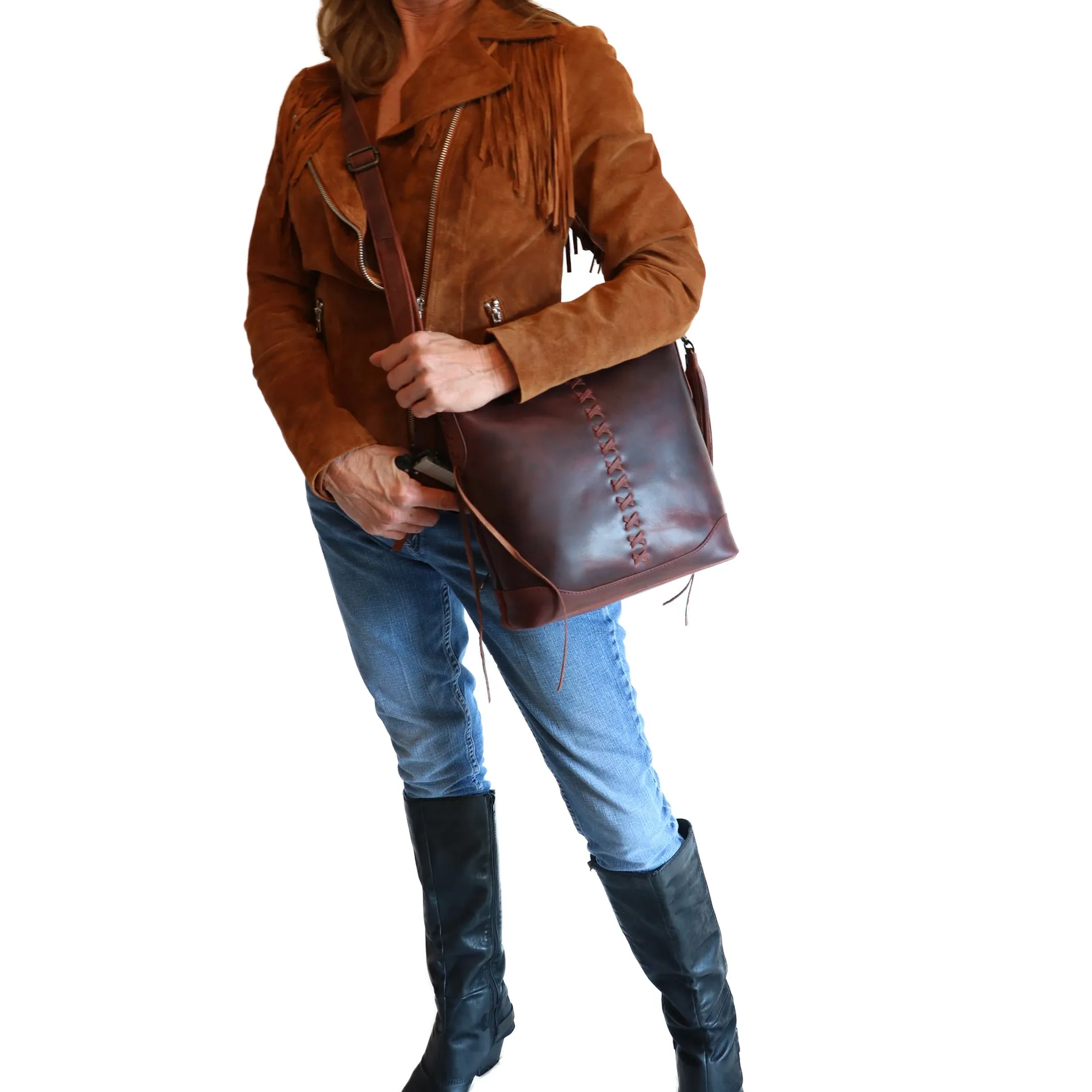 Blake | Concealed Carry Scooped Leather Crossbody or Shoulder Bag
