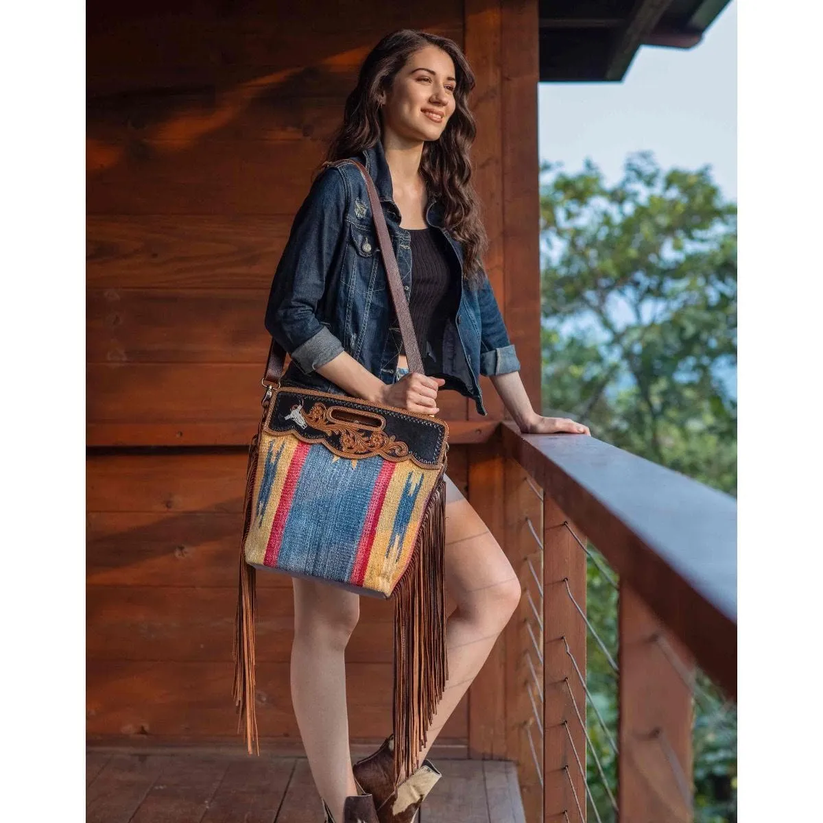 Blue Stream Hand-Tooled Bag