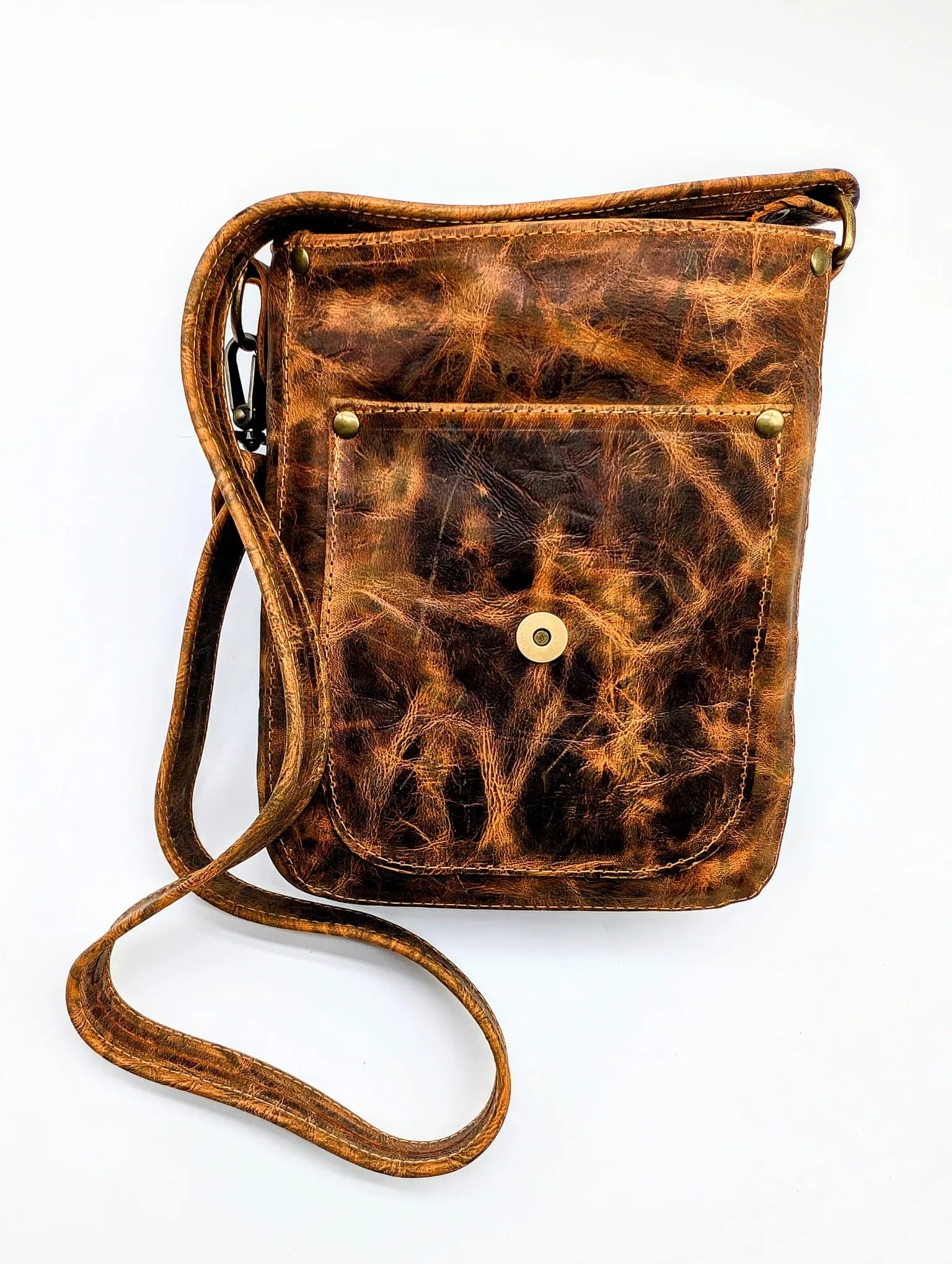 Bohemian Snakeskin Leather Hip Bag with Beaded Tassels