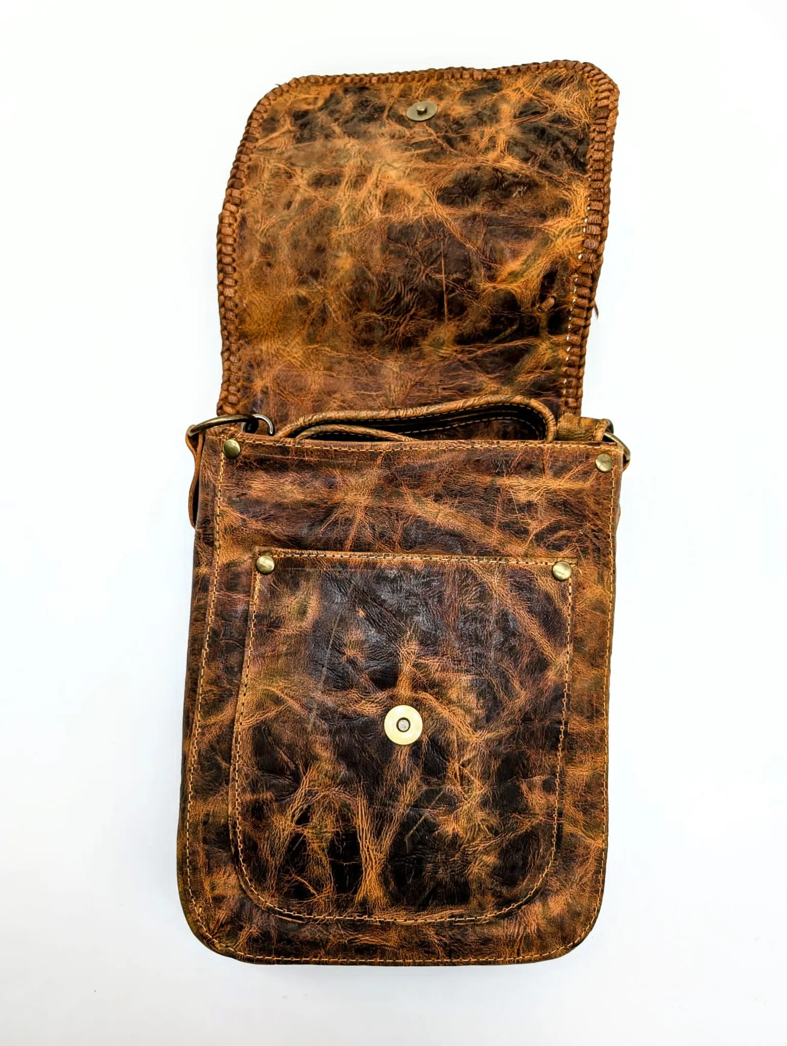 Bohemian Snakeskin Leather Hip Bag with Beaded Tassels