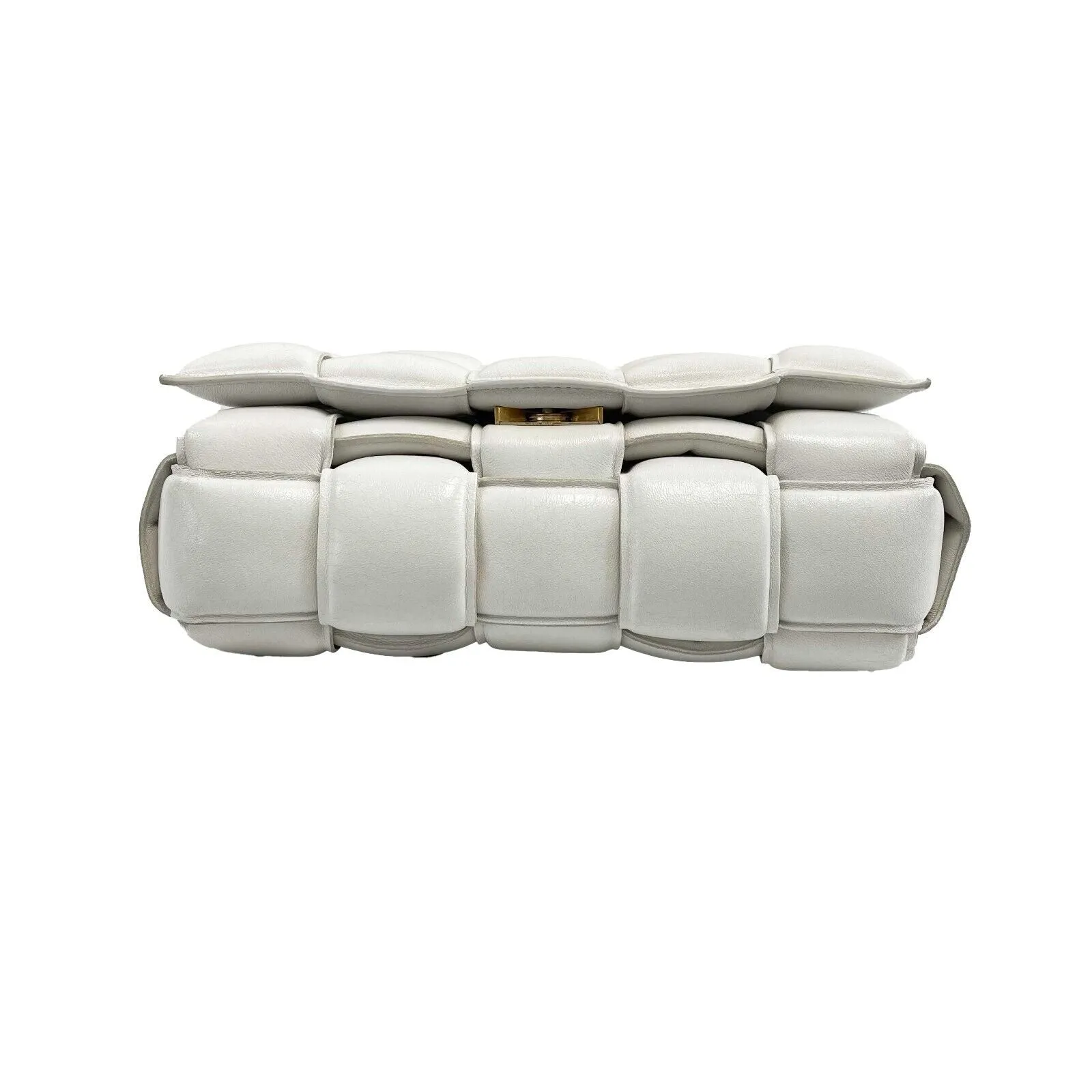 Bottega Veneta - Lambskin Maxi Intrecciato Padded White Crossbody