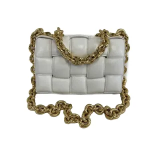 Bottega Veneta - Lambskin Maxi Intrecciato Padded White Crossbody