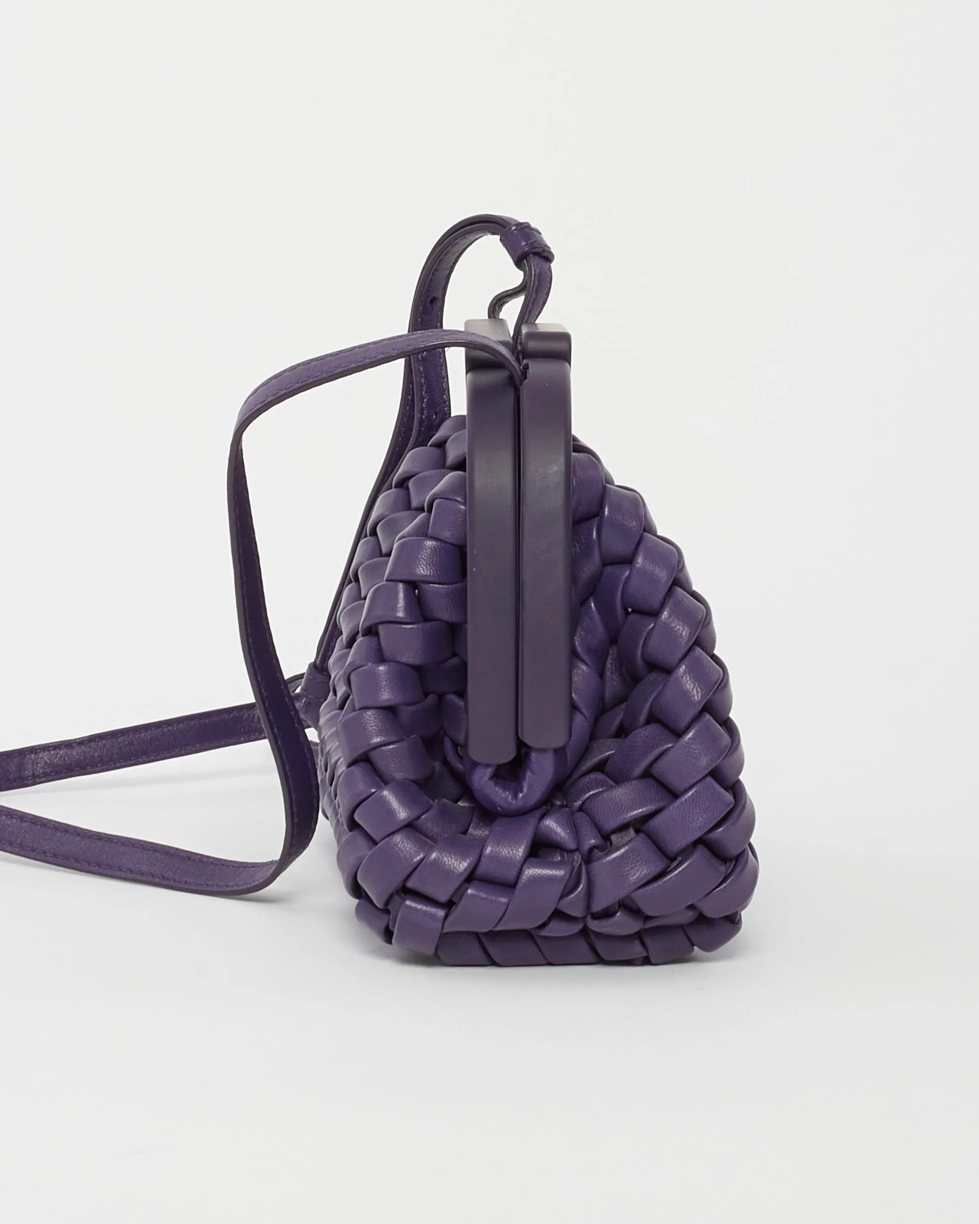 Bottega Veneta Purple Intrecciato Leather Mini Point Bag