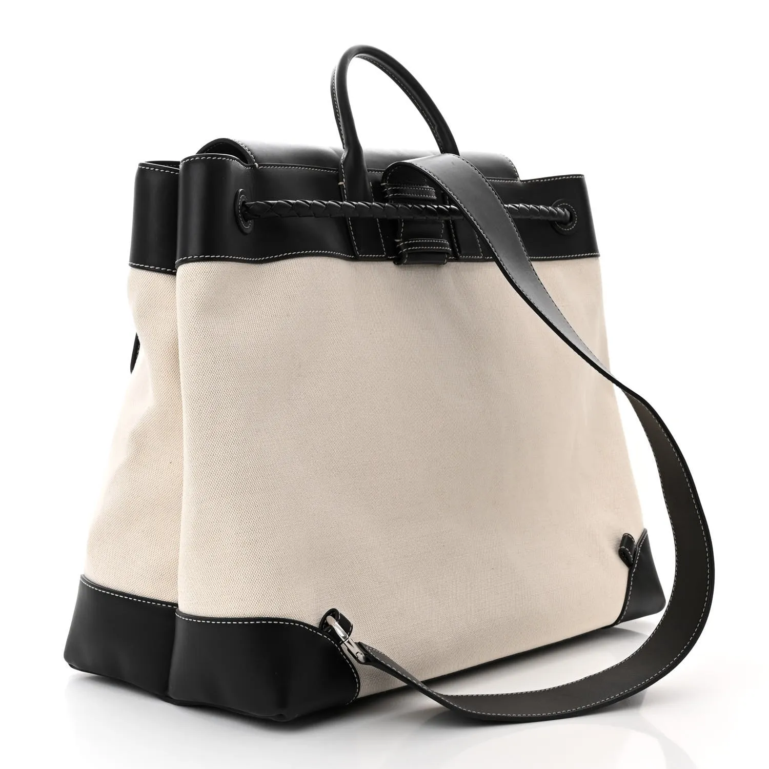 BOTTEGA VENETA 
Washed Canvas Calfskin Large Andiamo Backpack