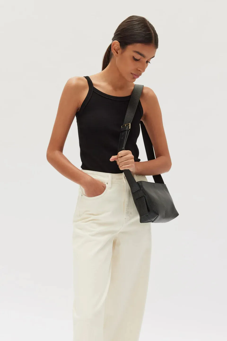 Bridie Leather Crossbody Bag Blk