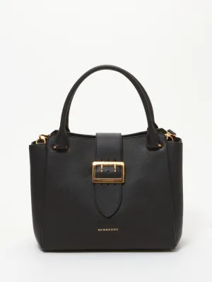 Burberry Black Leather Dashwood Medium Buckle Hobo Bag
