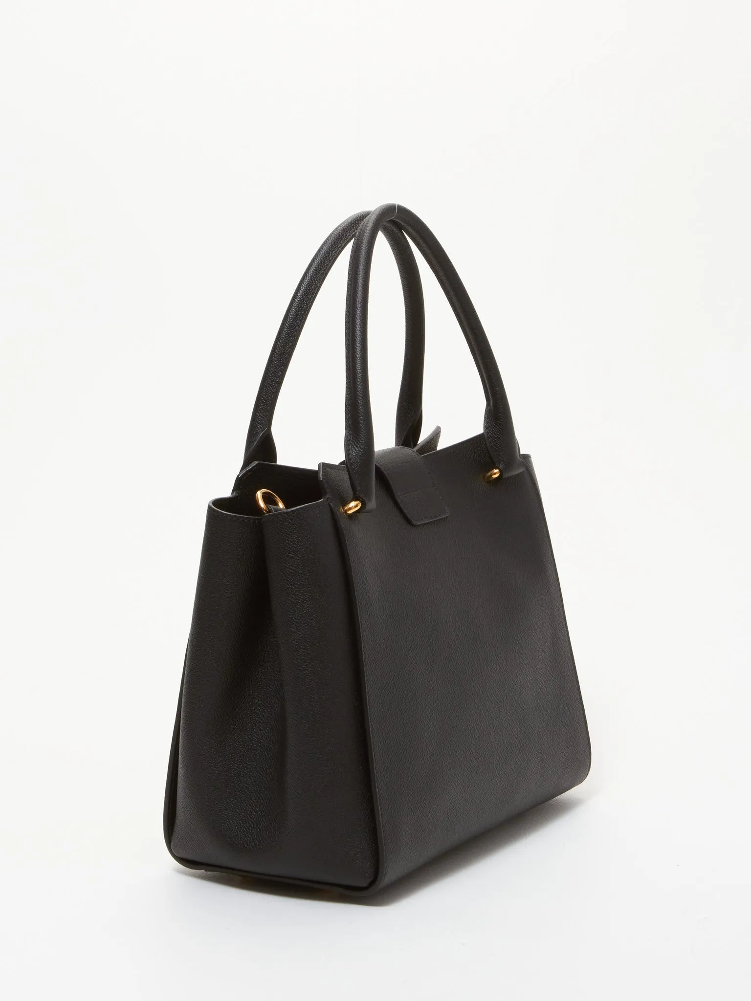 Burberry Black Leather Dashwood Medium Buckle Hobo Bag