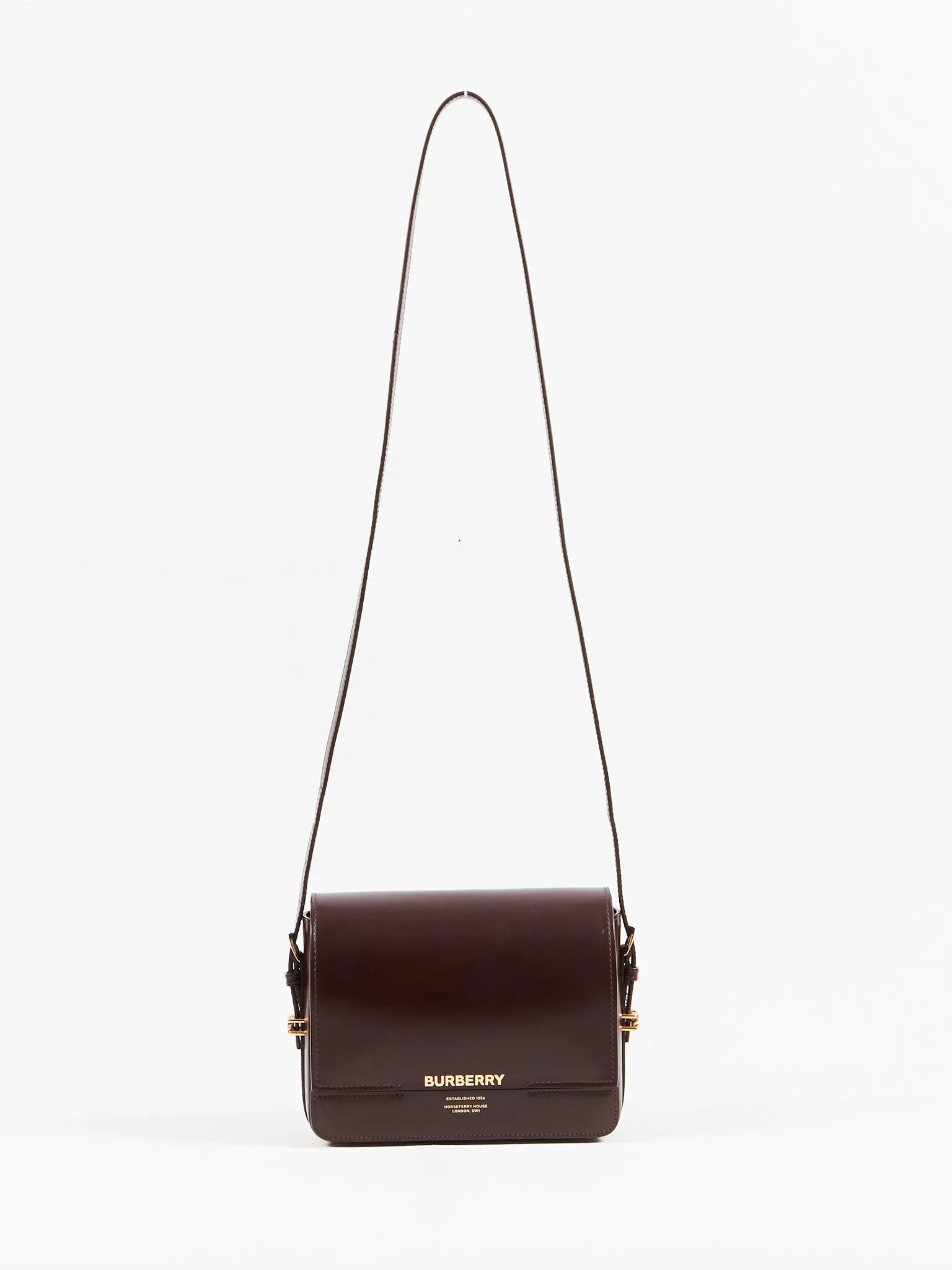 Burberry Burgundy Leather Grace Small Crossbody Bag