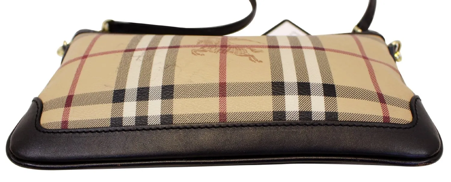 BURBERRY Haymarket Check Coated Canvas Peyton Crossbody Bag