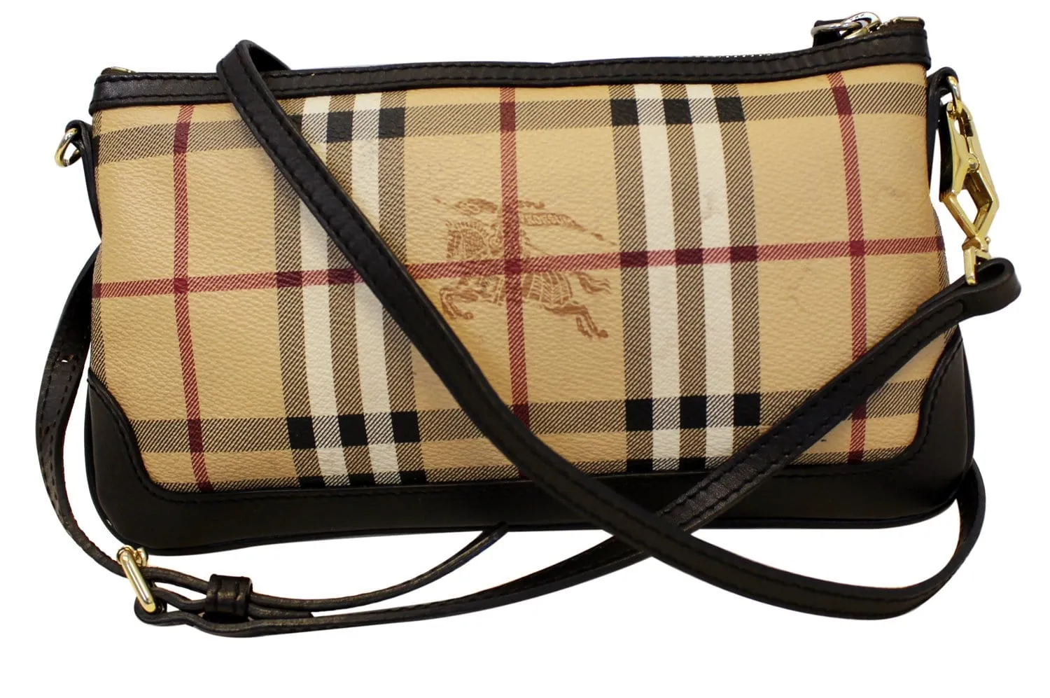 BURBERRY Haymarket Check Coated Canvas Peyton Crossbody Bag