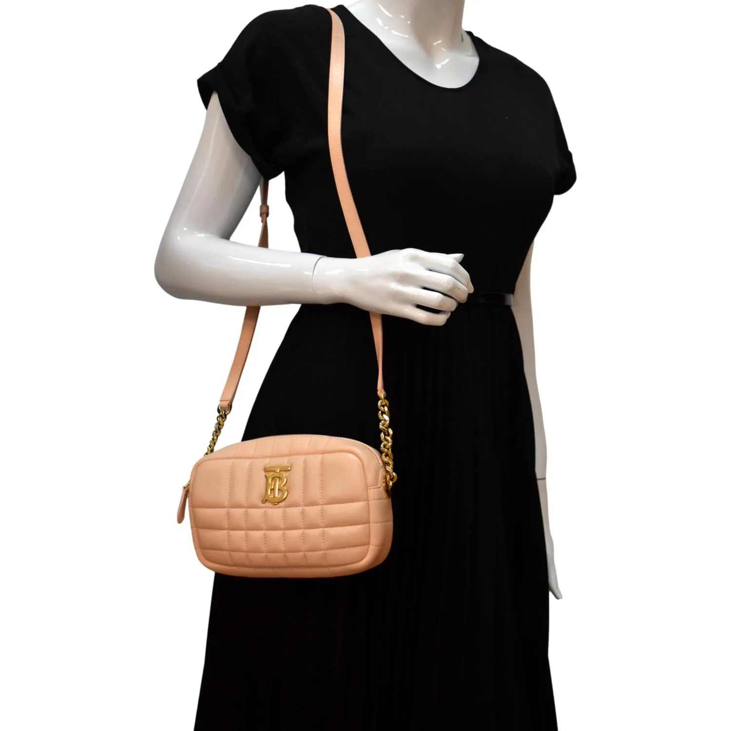 BURBERRY Lola Camera Mini Quilted Lambskin Leather Shoulder Bag Dusky Pink