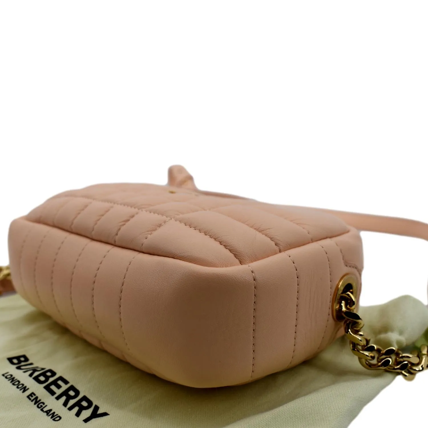 BURBERRY Lola Camera Mini Quilted Lambskin Leather Shoulder Bag Dusky Pink