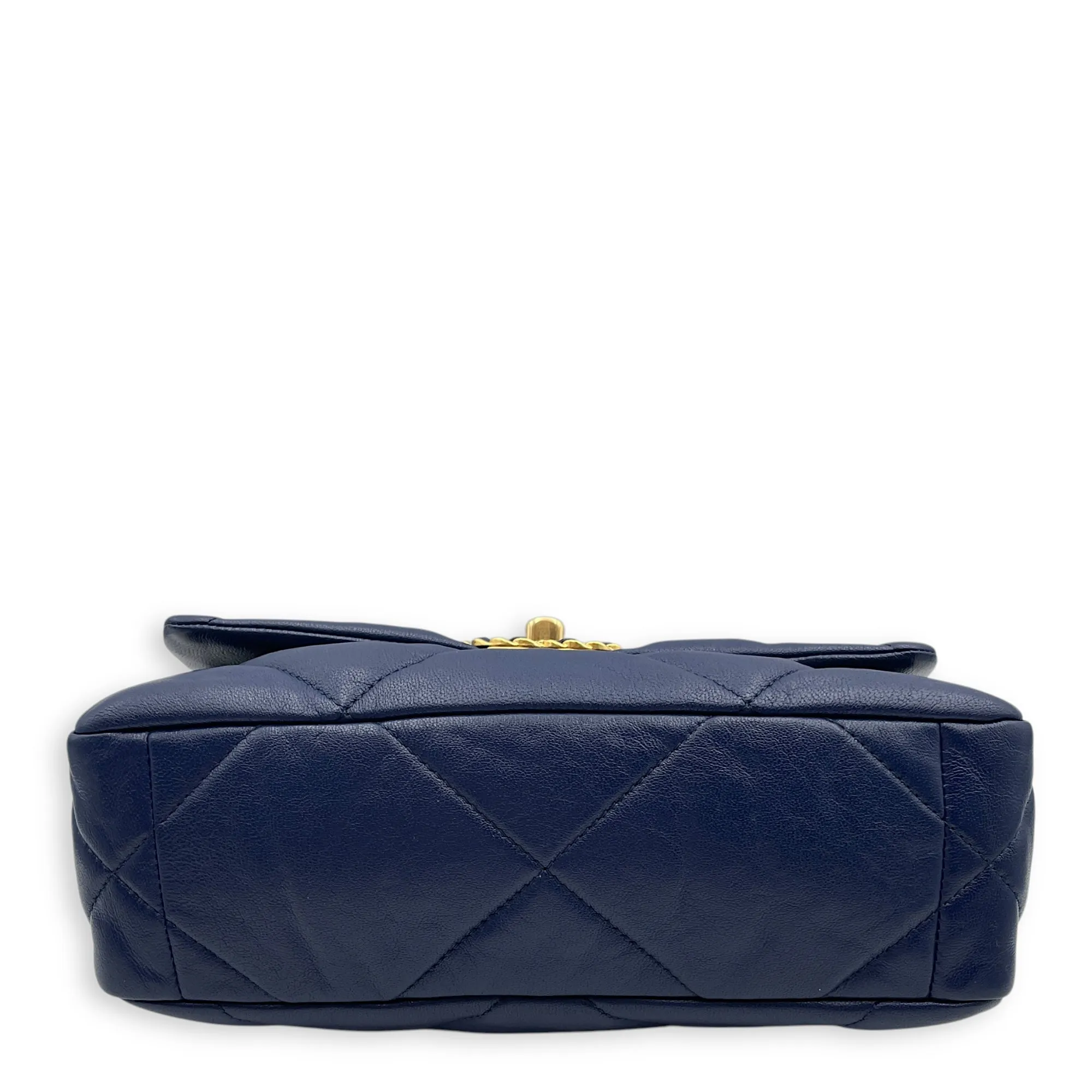 C19 Flap Small Blue Crossbody Bag in Goat Leather, 3-Tone hardware