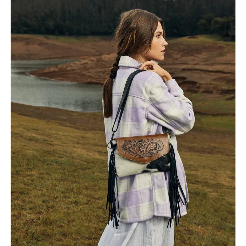Cara Leather Cross-body Purse with leather tassels