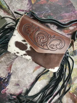 Cara Leather Cross-body Purse with leather tassels