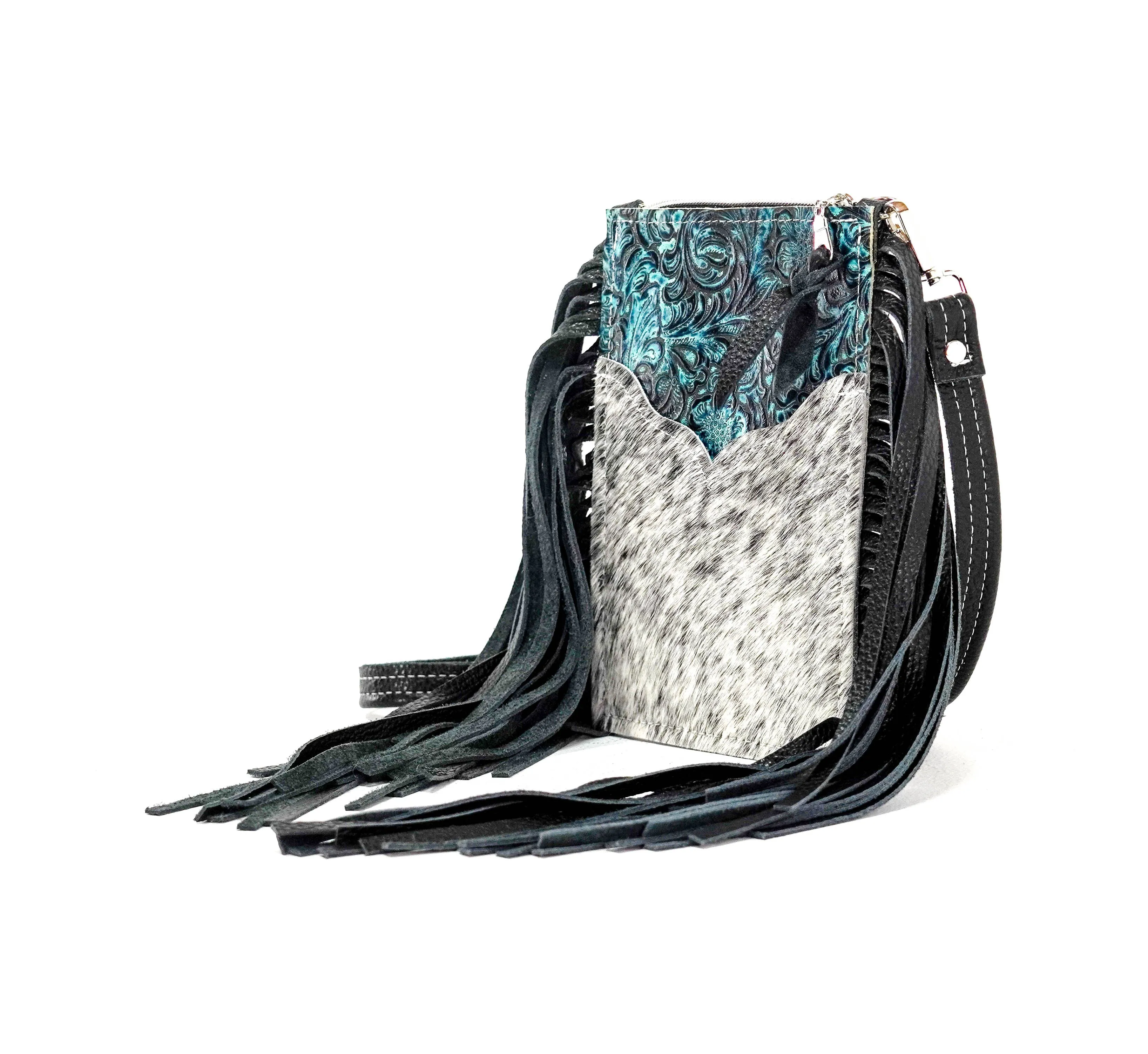 Carrie - Salt/Pepper w/ Turquoise Wildflower Tool