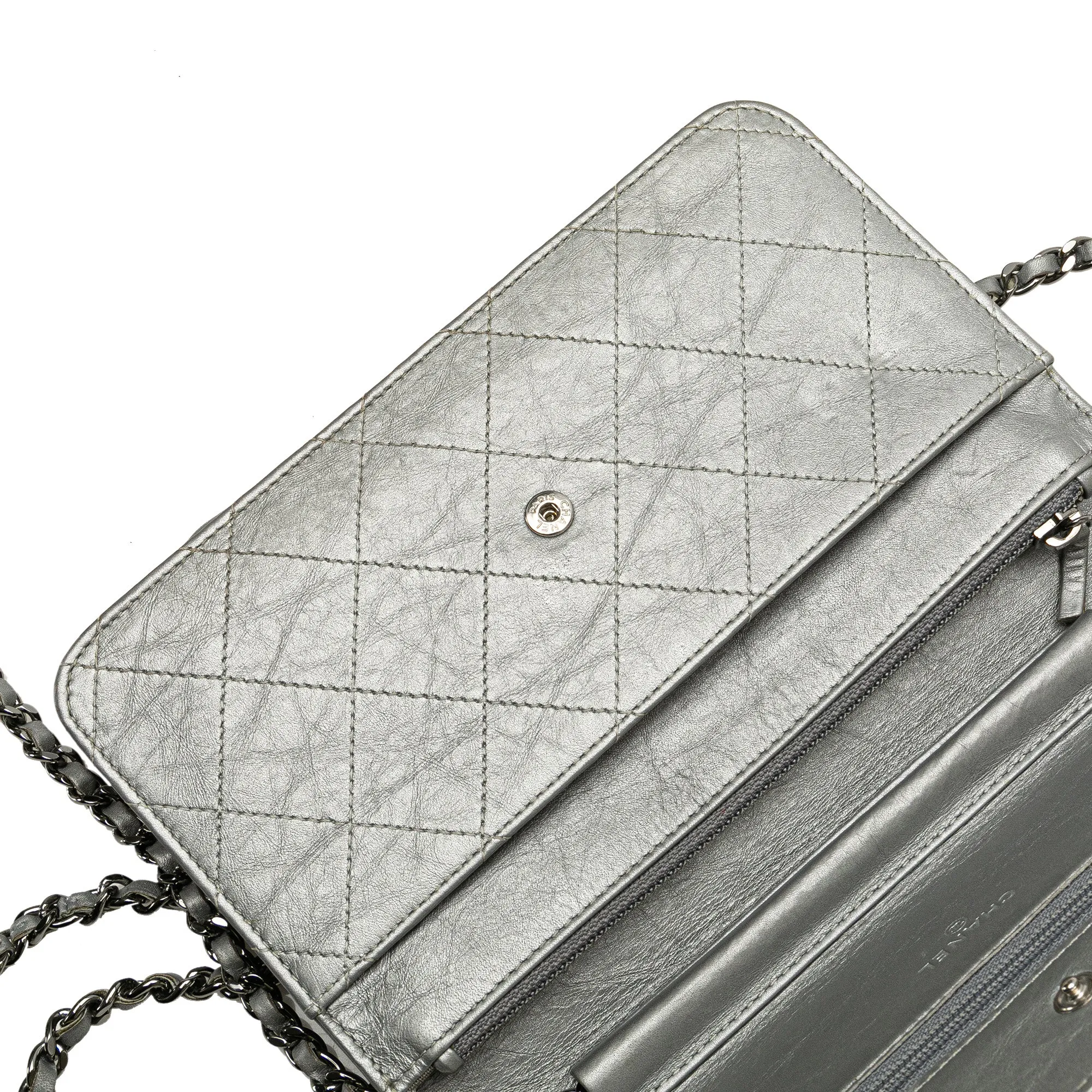 CC Quilted Aged Calfskin Wallet On Chain