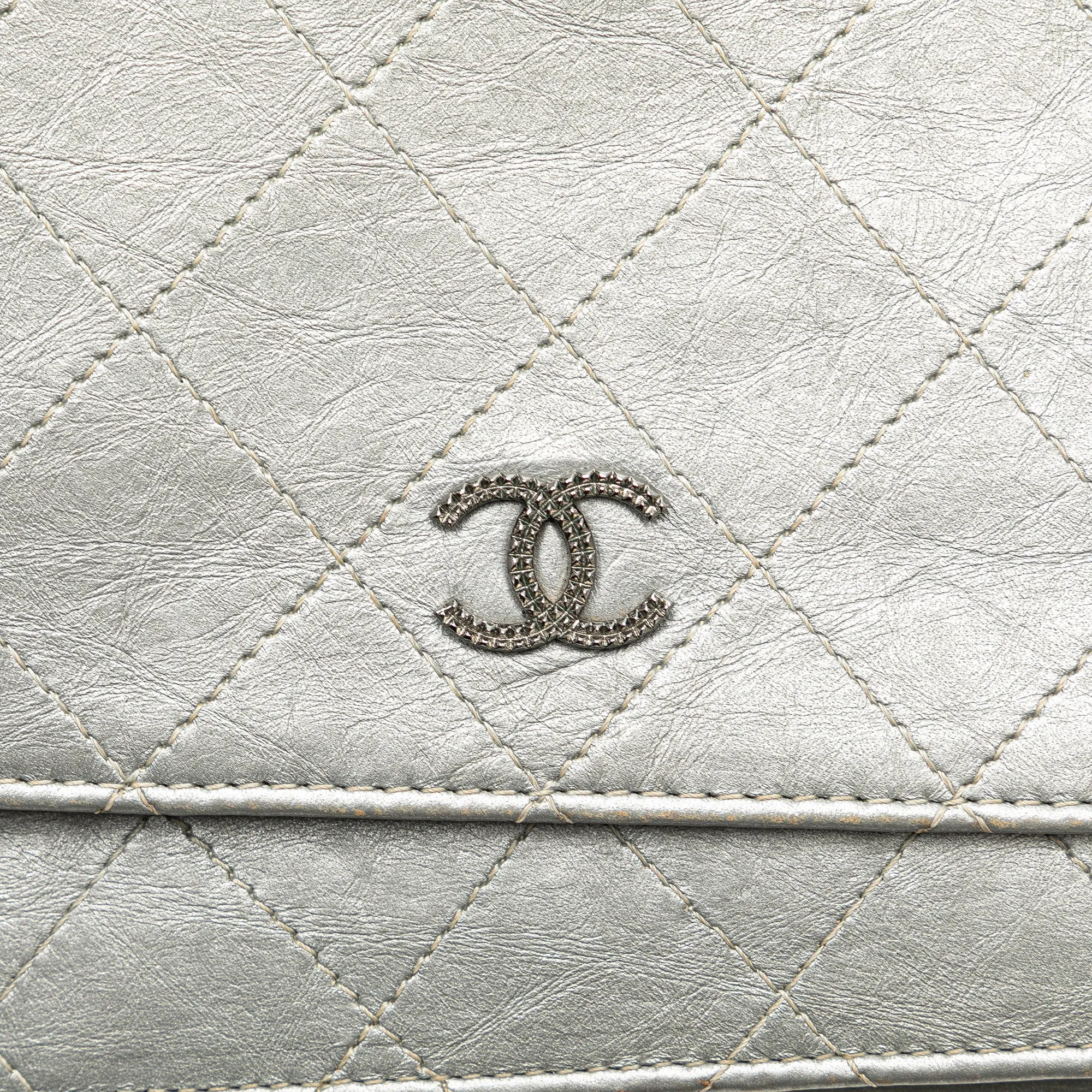 CC Quilted Aged Calfskin Wallet On Chain