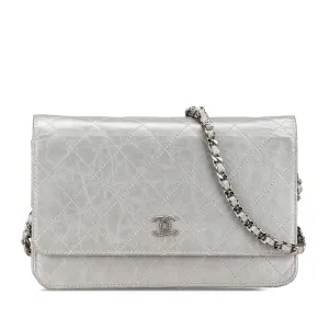 CC Quilted Aged Calfskin Wallet On Chain