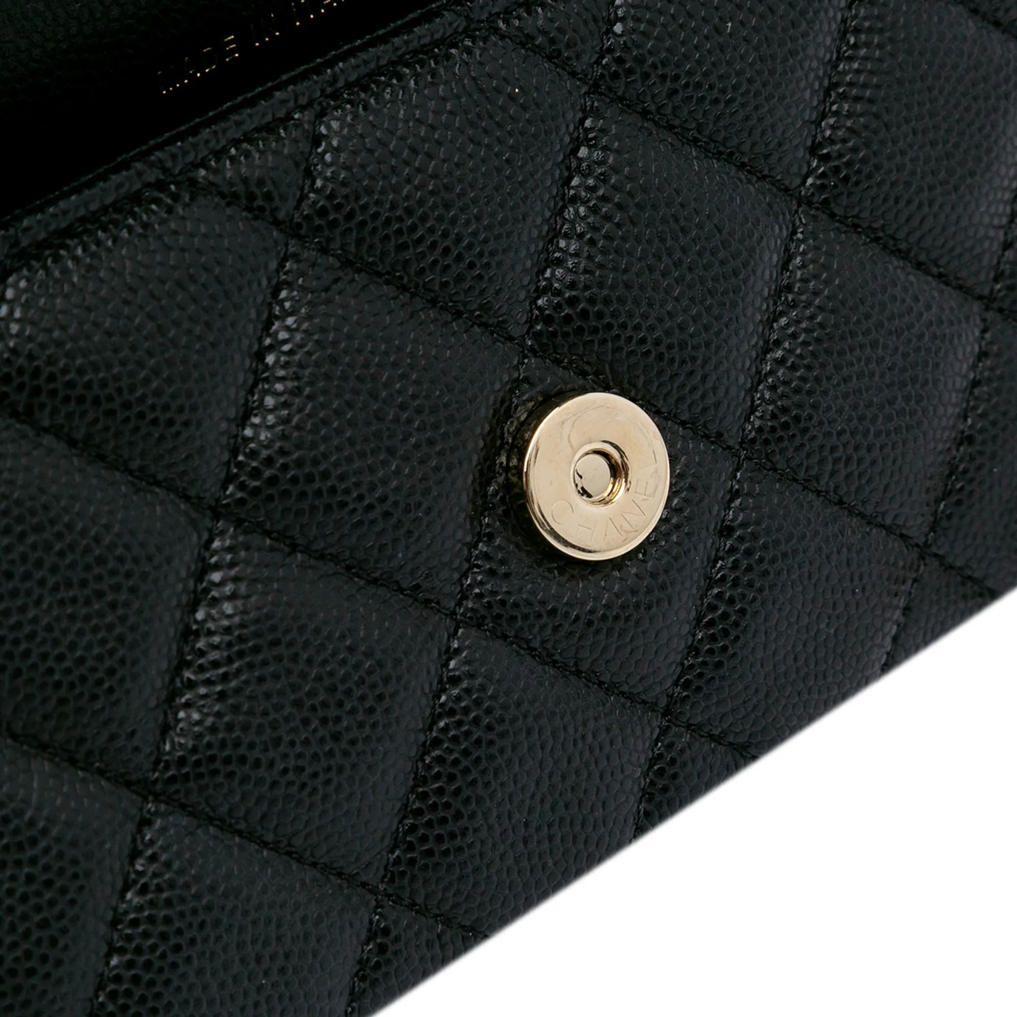 CC Quilted Caviar Flap Phone Holder Wallet on Chain