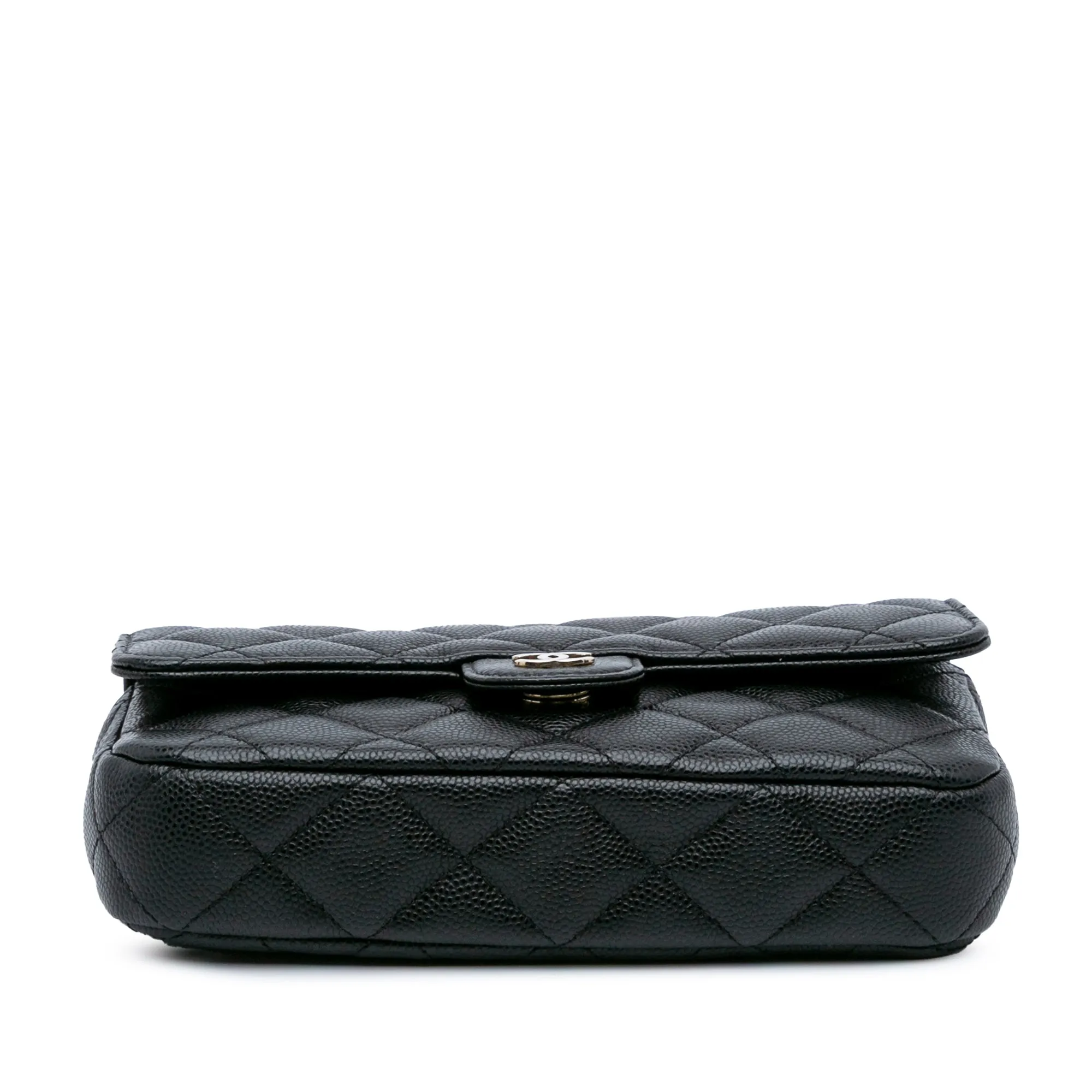 CC Quilted Caviar Flap Phone Holder Wallet on Chain