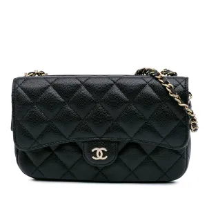 CC Quilted Caviar Flap Phone Holder Wallet on Chain