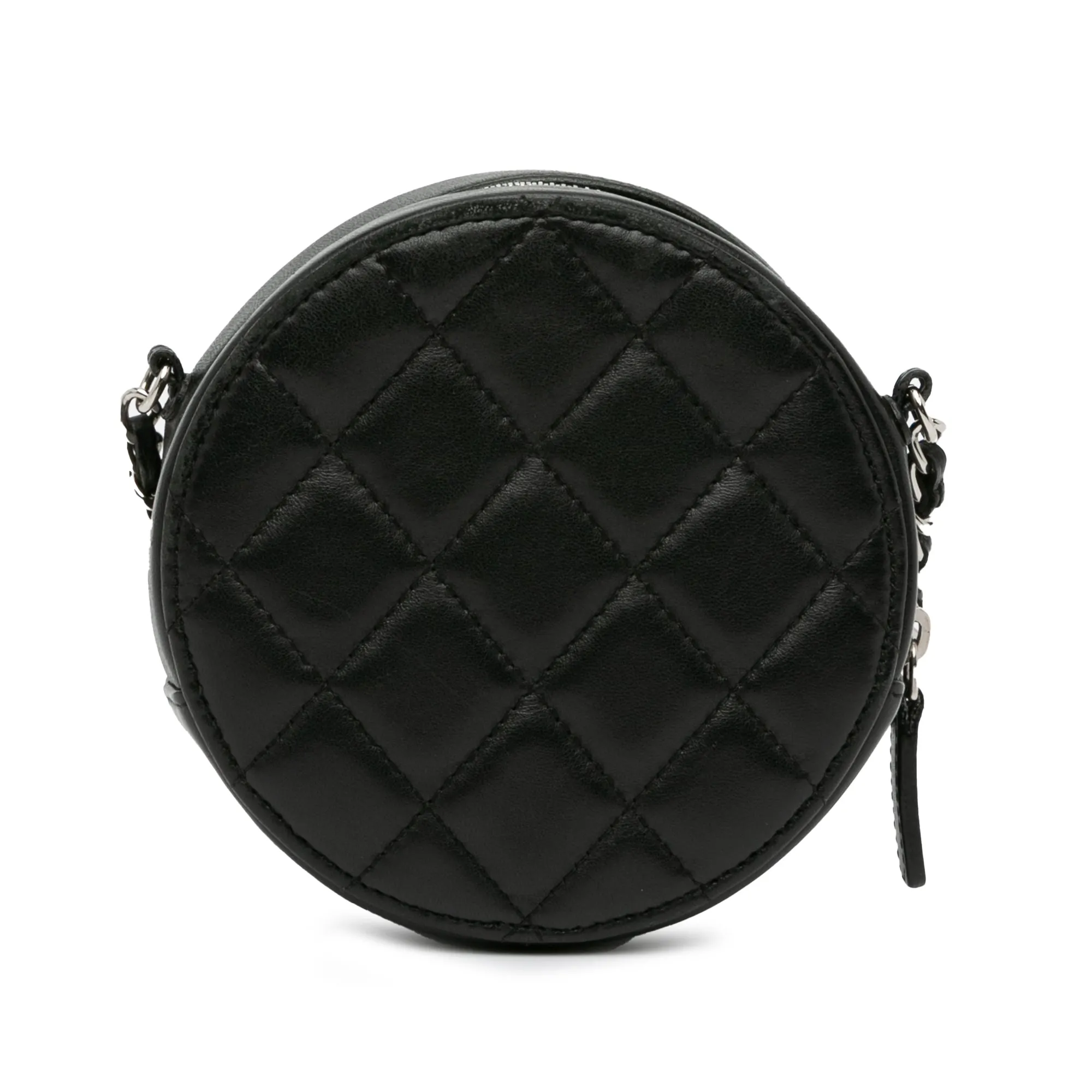CC Quilted Lambskin Round Clutch with Chain