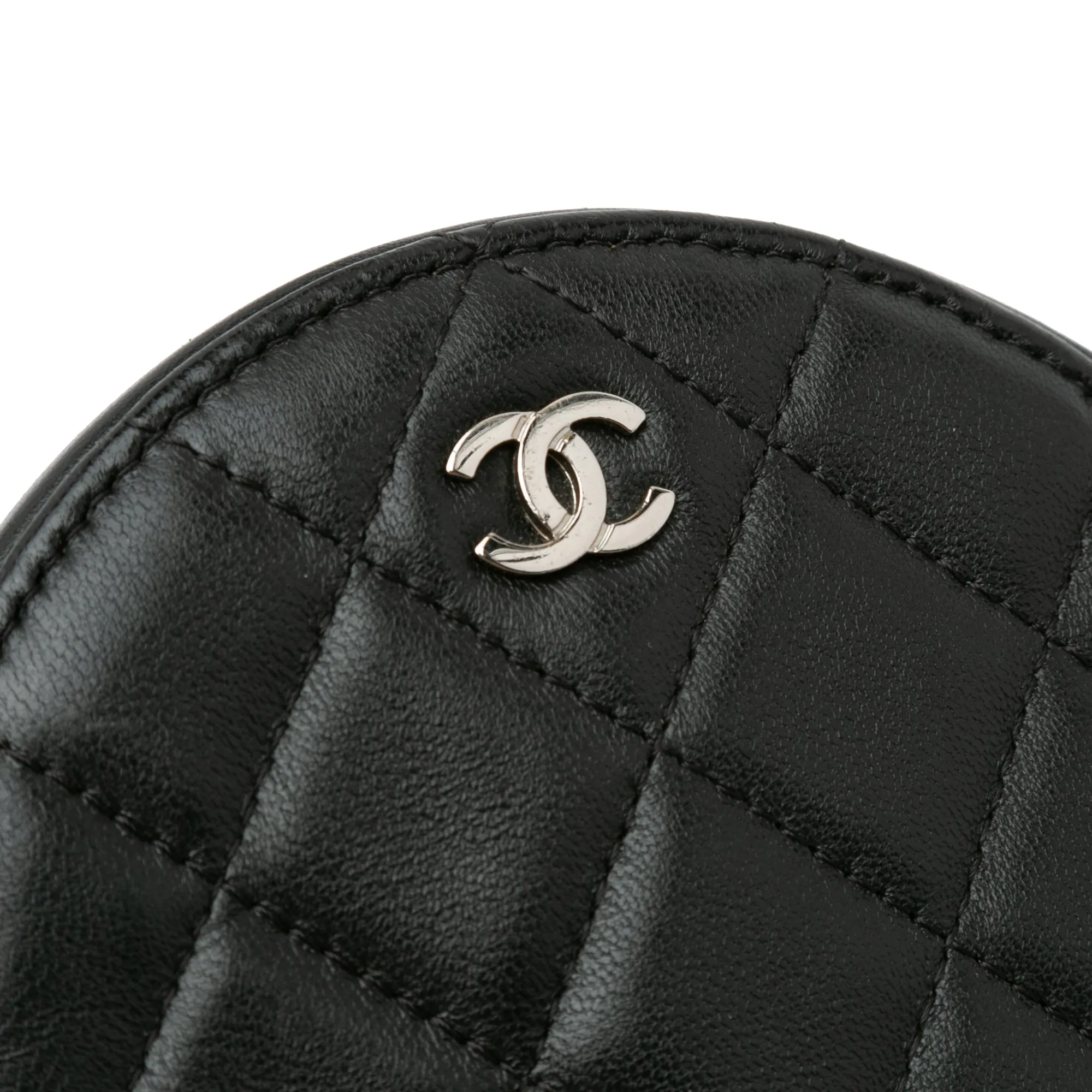CC Quilted Lambskin Round Clutch with Chain