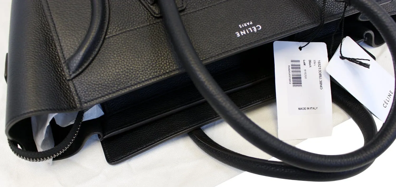 CELINE Drummed Leather Mini Luggage Tote Bag