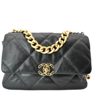 CHANEL 19 Large Flap Quilted Lambskin Leather Shoulder Bag Black - Hot Deals