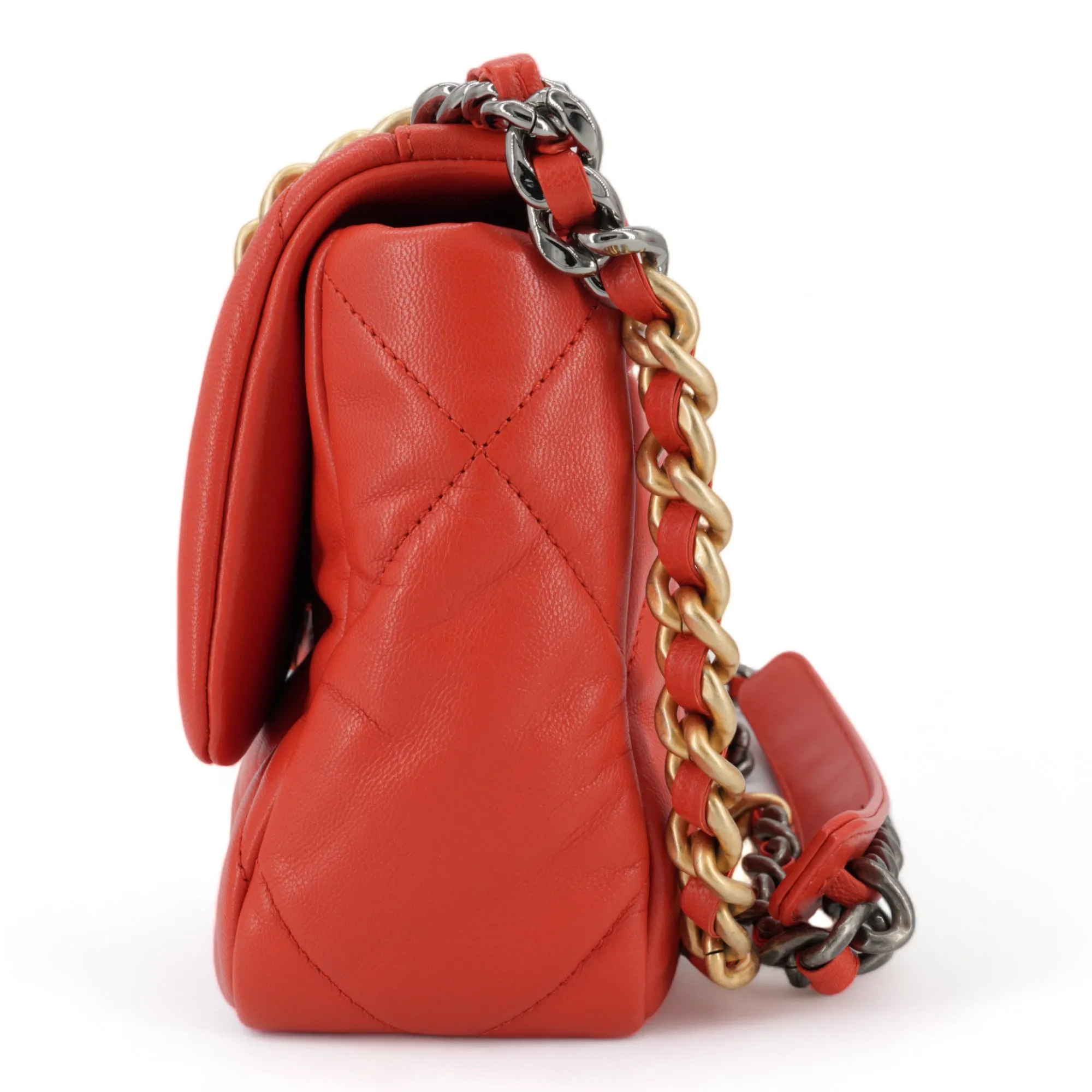 CHANEL 19 Small Flap Bag in Red Lambskin