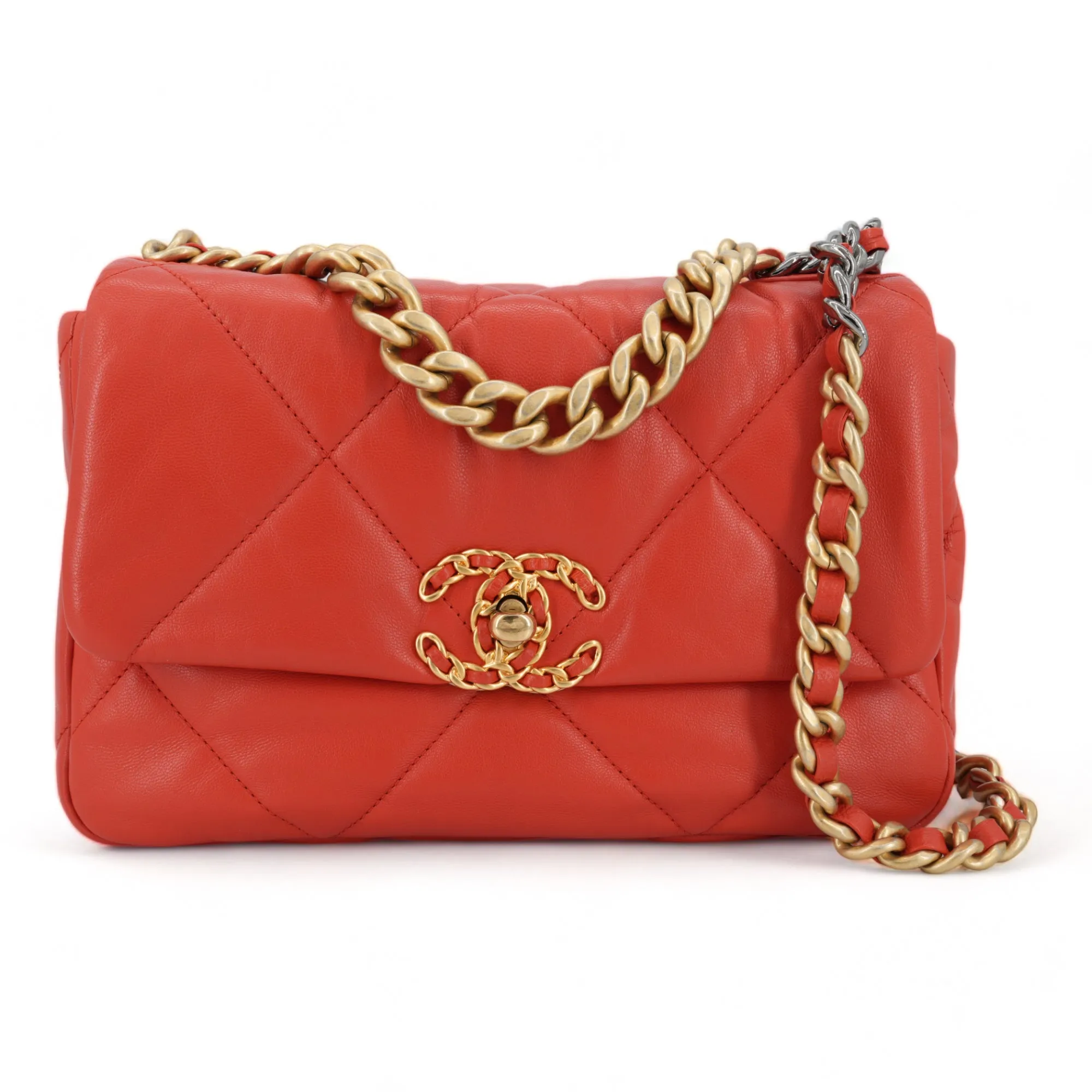 CHANEL 19 Small Flap Bag in Red Lambskin