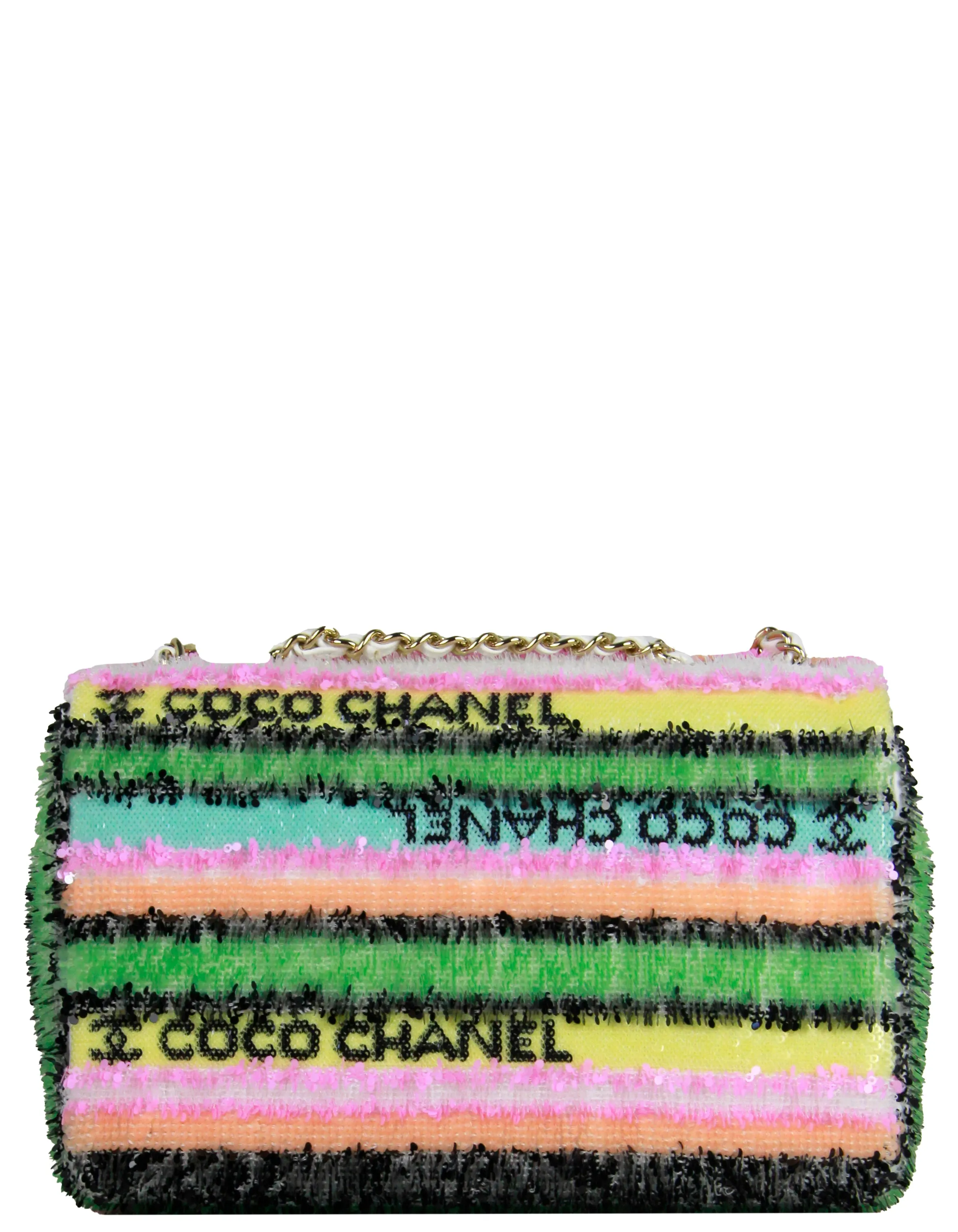 Chanel 2022 Multicolor Pastel Sequin COCO Mini Flap Bag