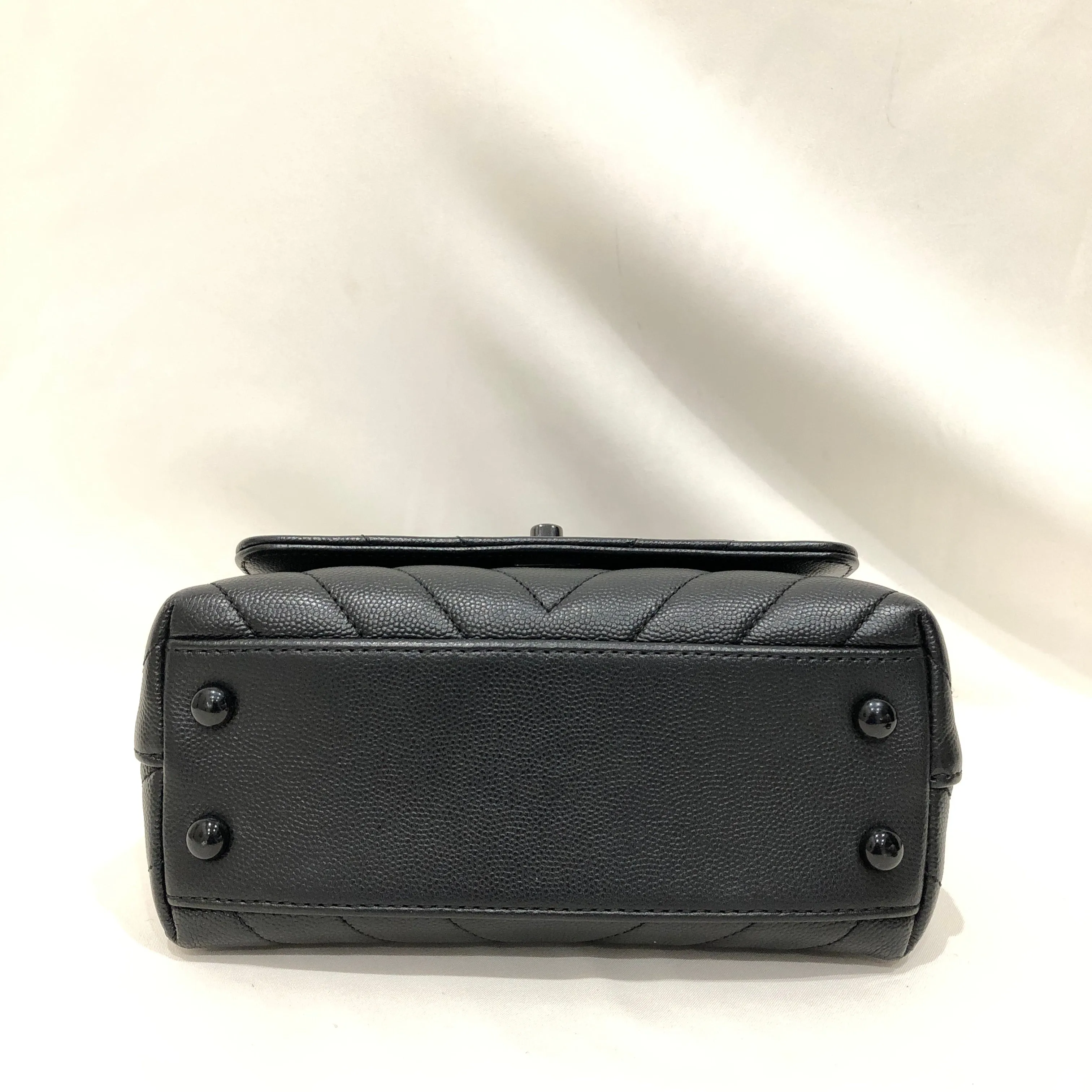 Chanel All Black Caviar Mini Coco Top Handle Crossbody Bag Sku# 81853