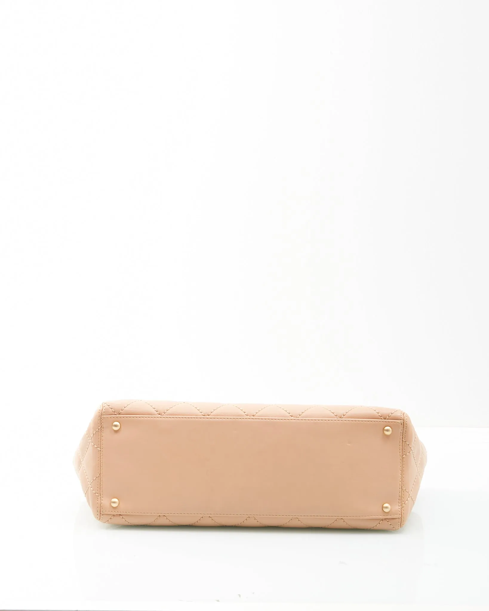 Chanel Beige Lambskin Leather CC Wild Stitch Tote Bag   Pochette