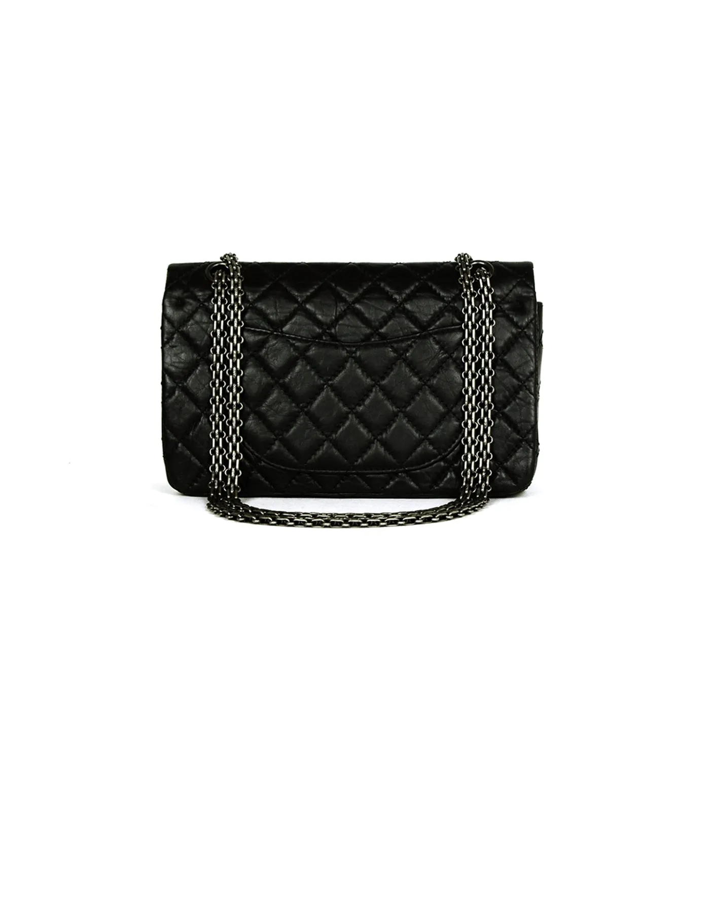 Chanel Black Calfskin Quilted 2.55 Lucky Charms 225 Reissue Double Flap Bag