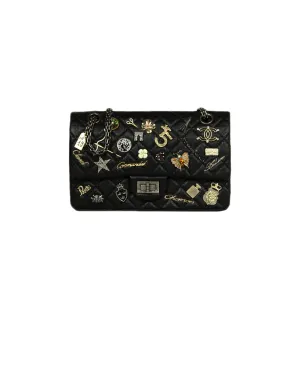 Chanel Black Calfskin Quilted 2.55 Lucky Charms 225 Reissue Double Flap Bag