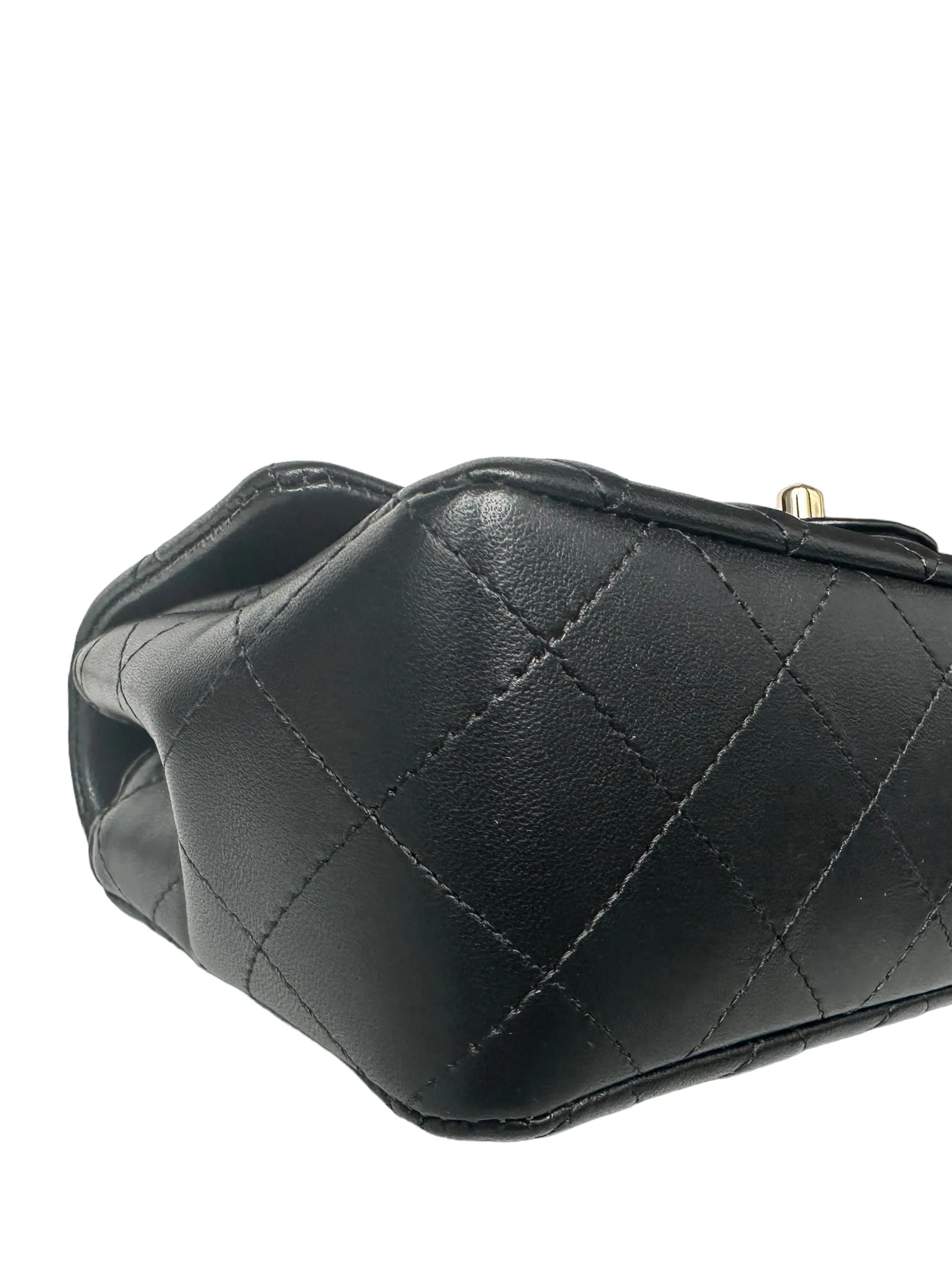 Chanel Black Lambskin Leather Quilted Rectangular Mini Flap Bag
