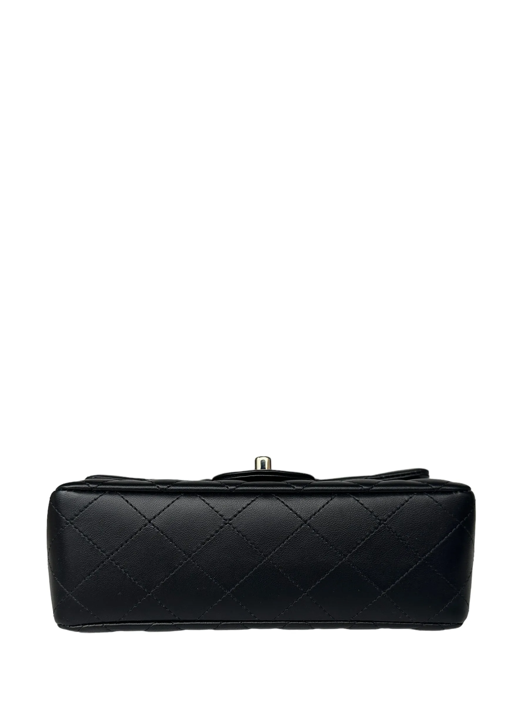 Chanel Black Lambskin Leather Quilted Rectangular Mini Flap Bag