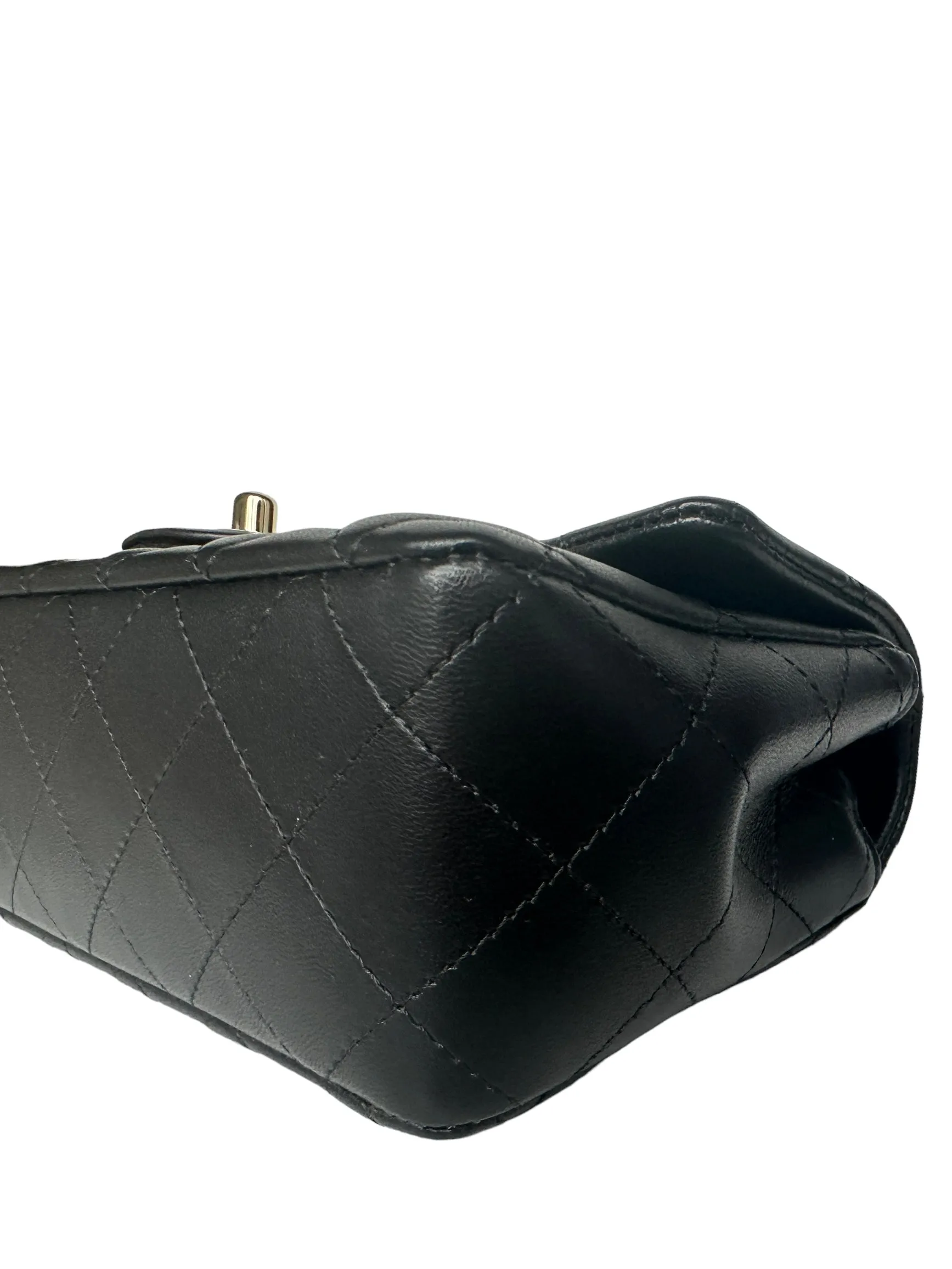 Chanel Black Lambskin Leather Quilted Rectangular Mini Flap Bag