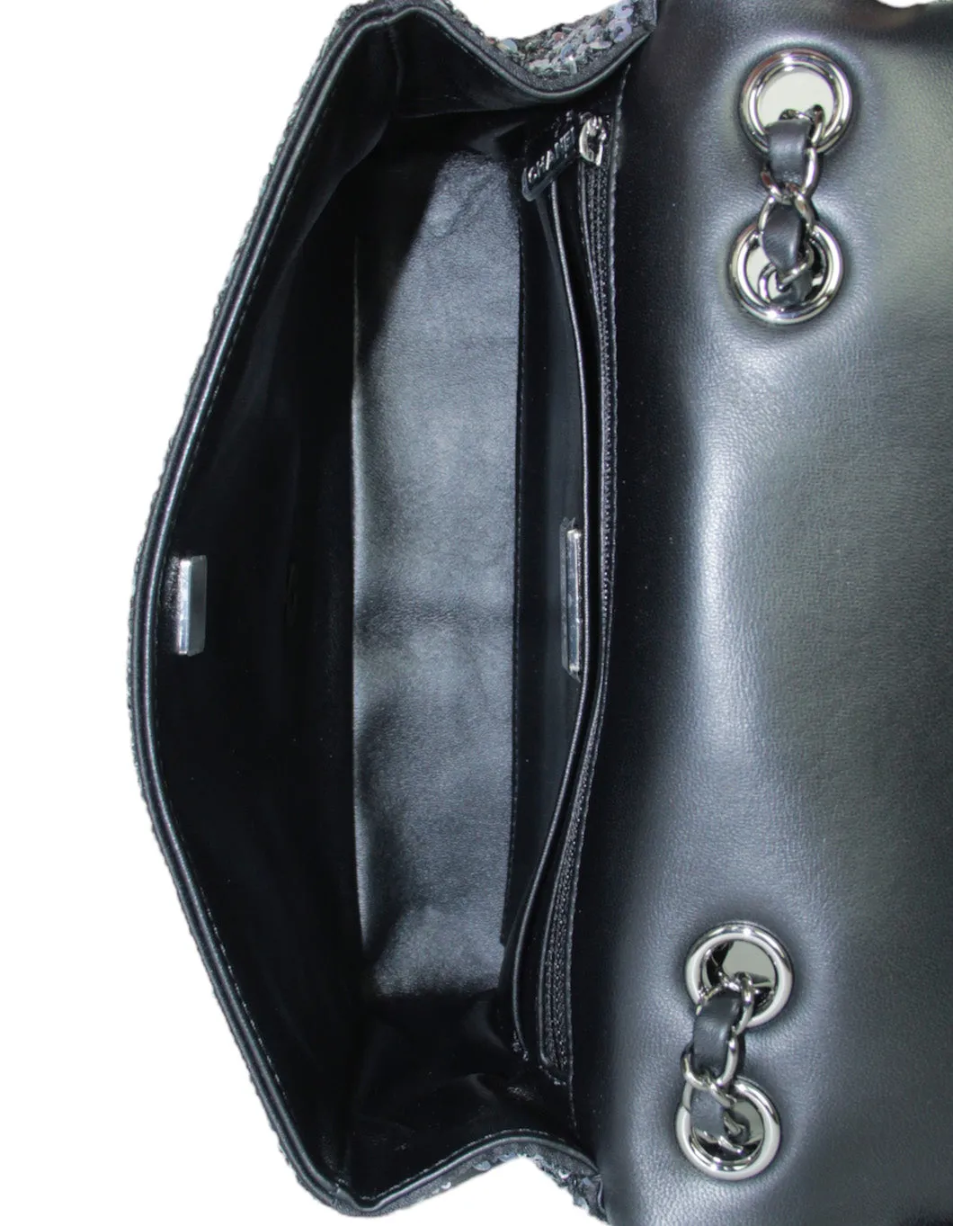 Chanel Black/Silver Ombre Sequin Medium Classic Flap Bag