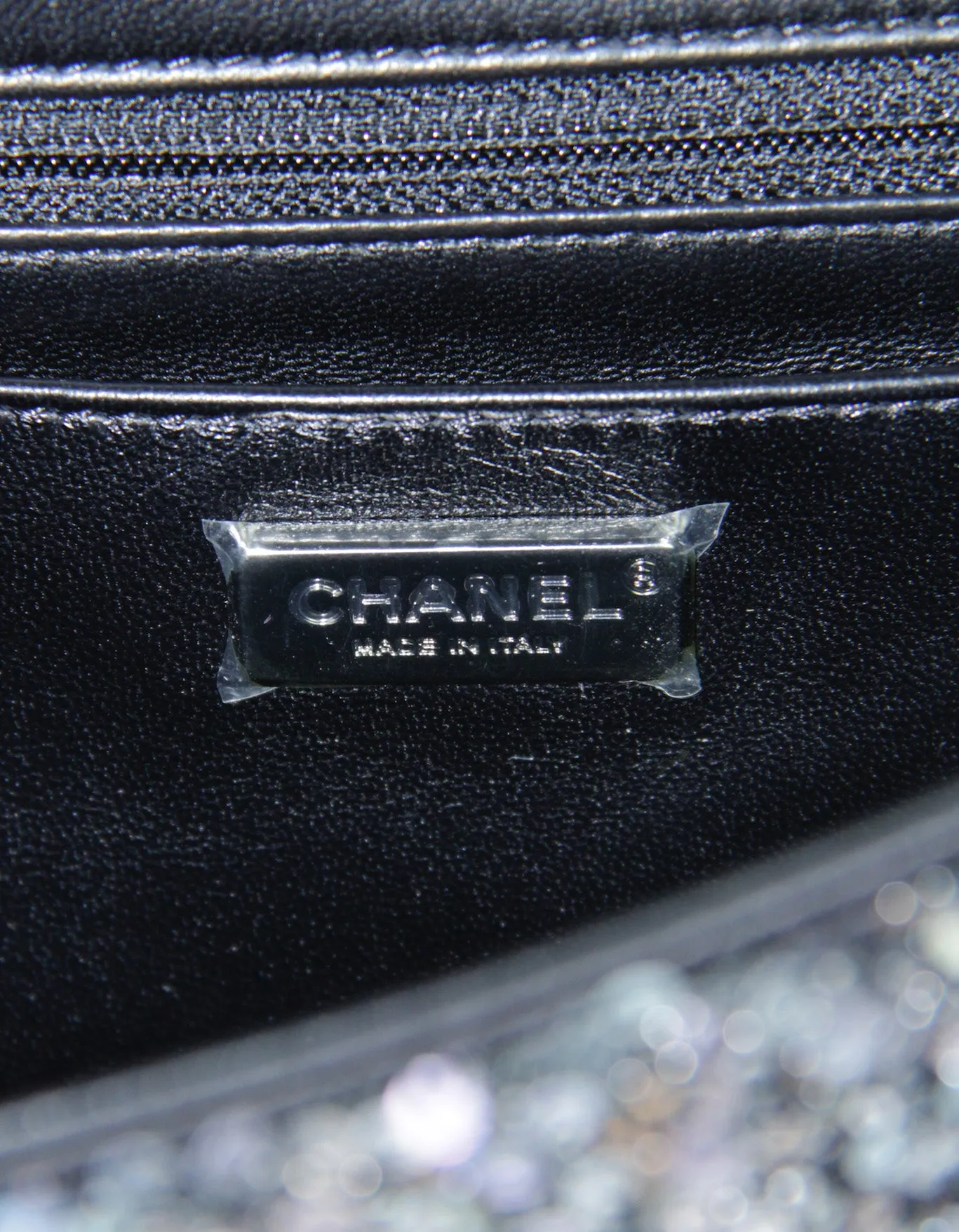 Chanel Black/Silver Ombre Sequin Medium Classic Flap Bag